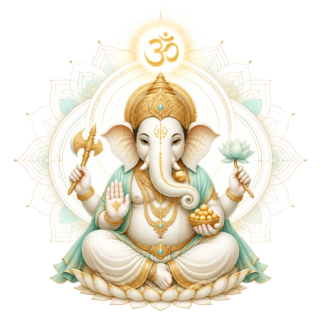 Lord Ganesha with the sacred Om symbol